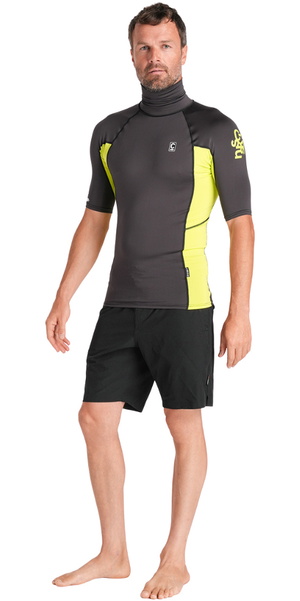 2026 C-Skins Mens Nuwave Rash X Short Sleeve Vest C-NLYSSMT - Anthracite / Lime